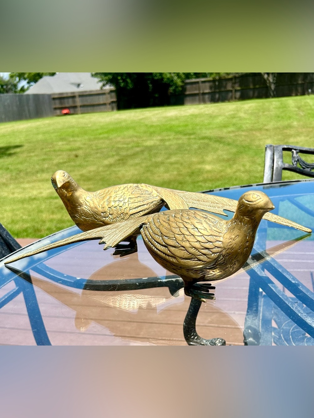 Vintage MCM Brass Pheasants EUC